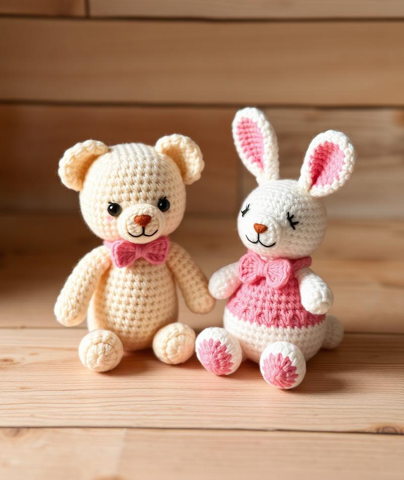 Amigurumi ursinho e coelhinho