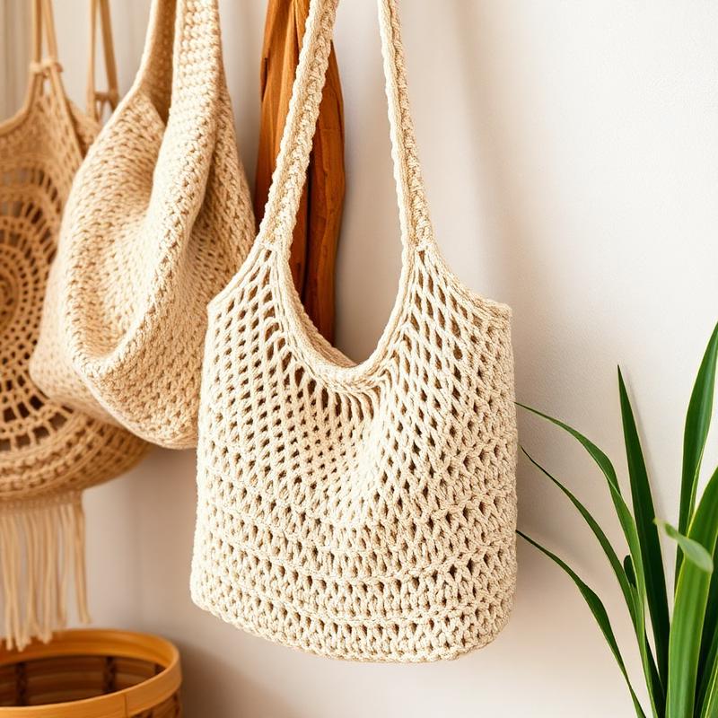Bolsa de crochê pendurada